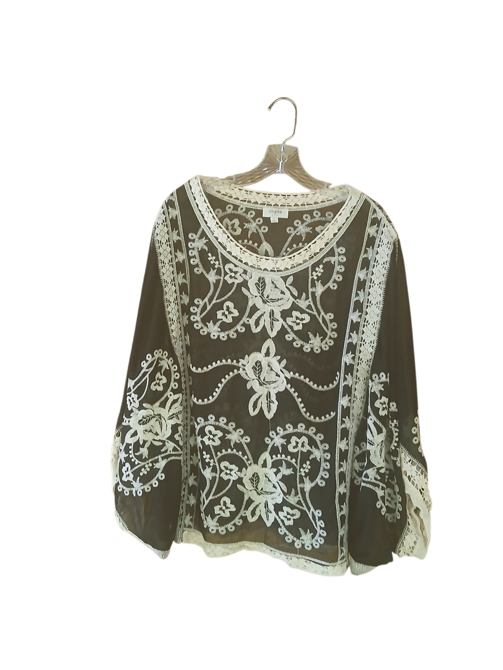 Umgee Black Embroidered Kimono Sleeve Tunic Large